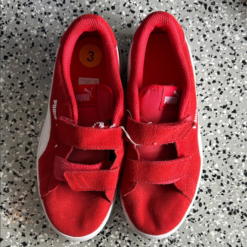 Puma Kids Vibrant Red Velcro Sneakers